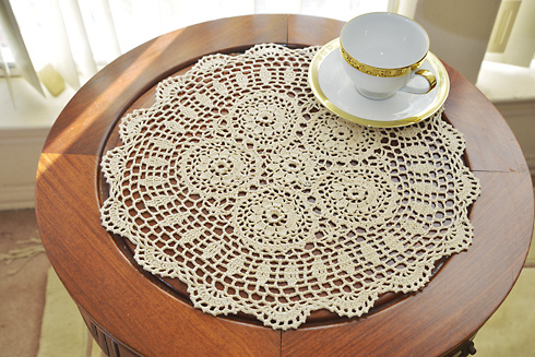 16" Round Crochet Table Top. Wheat color. 2 pieces pack